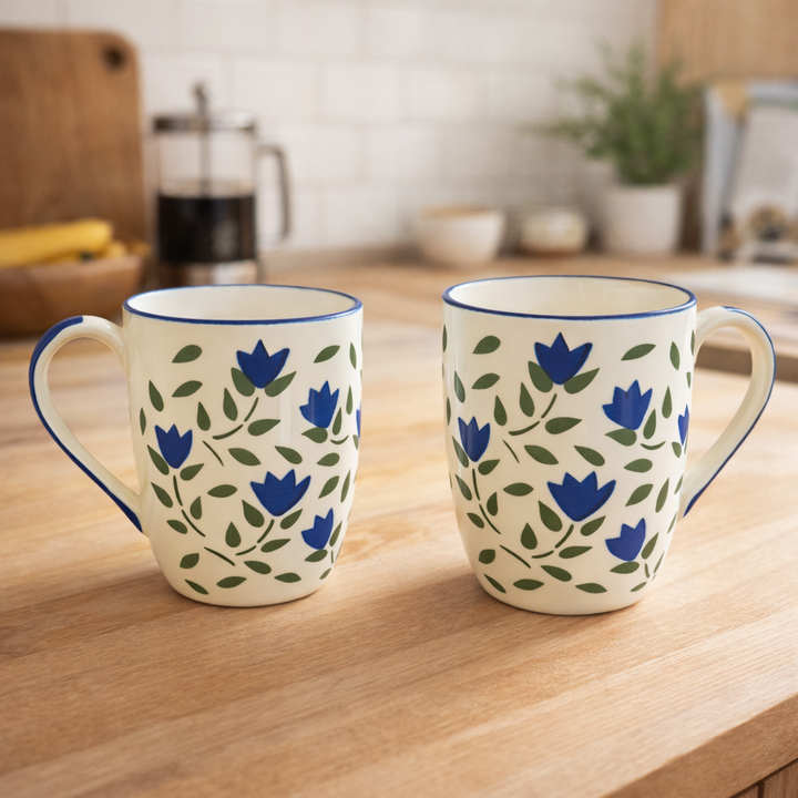 Urban Flora | Blue Ceramic Mugs | Set of 2