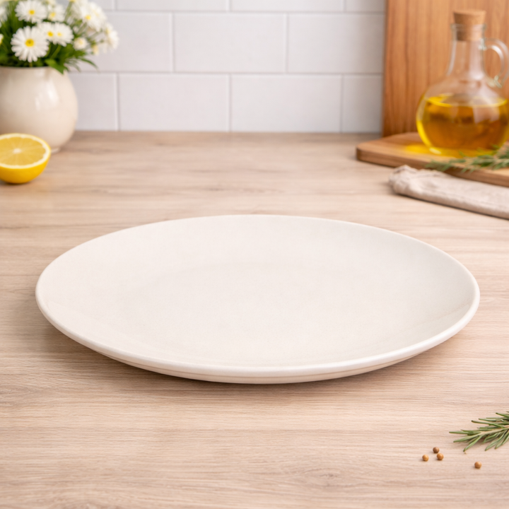Ivory Ceramic Dinner Plate | Minimalist Dinner Plate | Set of 1