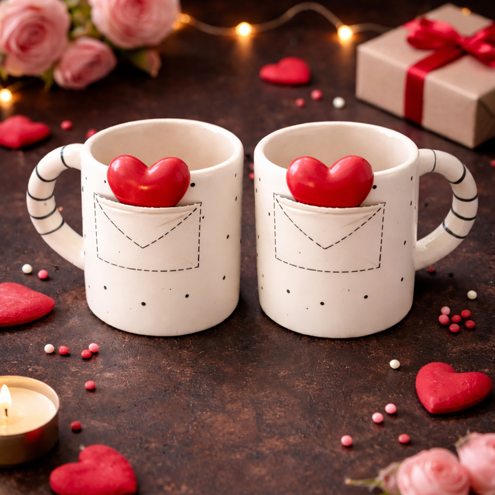 Pocket Heart Coffee Mugs | Set of 2