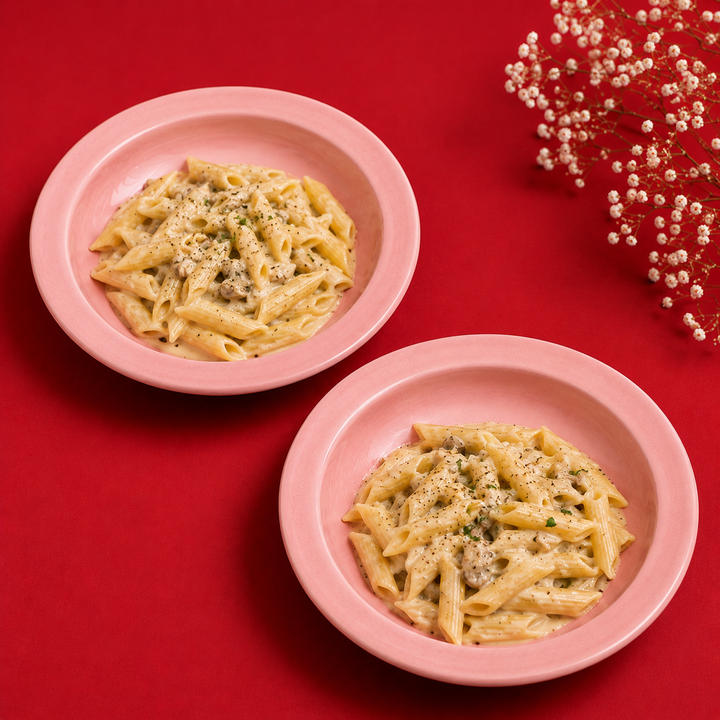 Athena Home Ceramic Pasta Plate Set of 2 | Pink Stoneware Pasta & Salad Plates