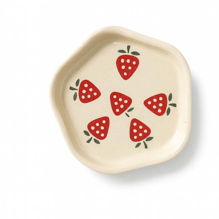 Handcrafted Strawberry Ceramic Cup & Saucer Set | Cream Coffee & Tea Mug for Home