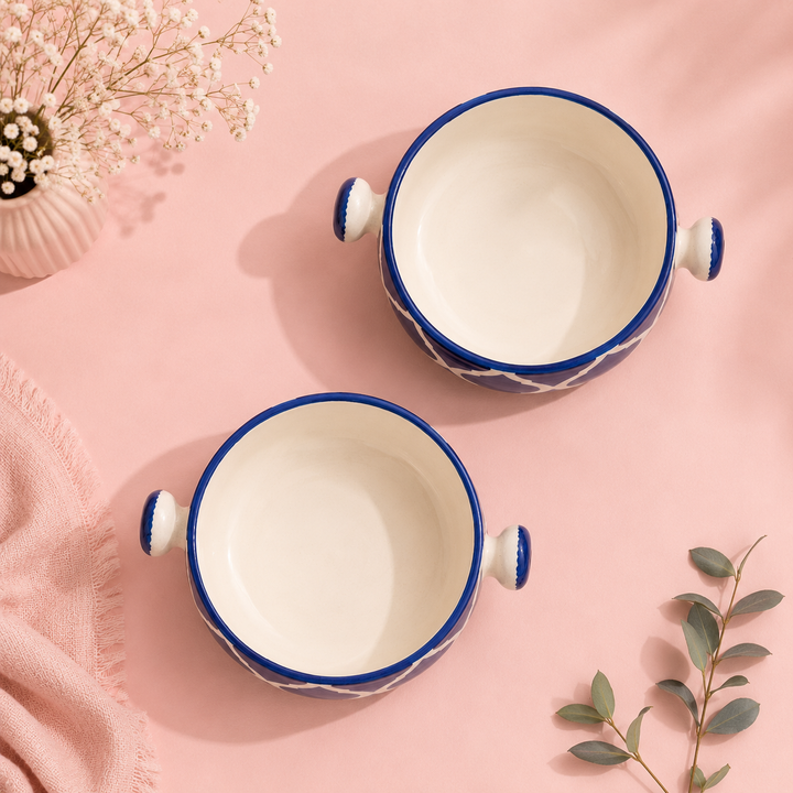 Indigo Mosaic Ceramic Soup Bowls | Set of 2