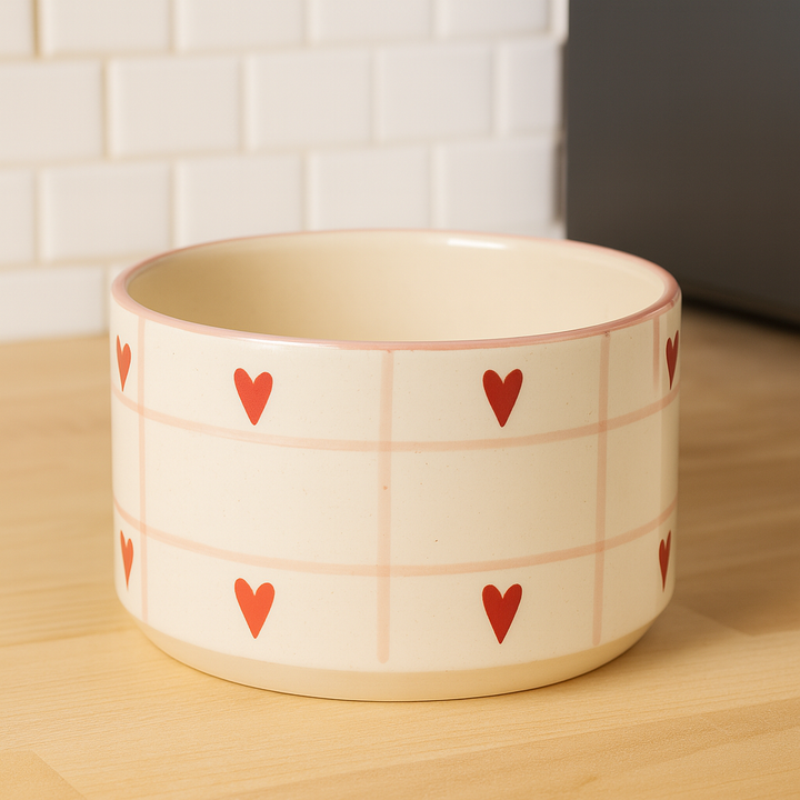 Handcrafted Heart Design Ceramic Salad Bowl | Large Multipurpose Serving Bowl