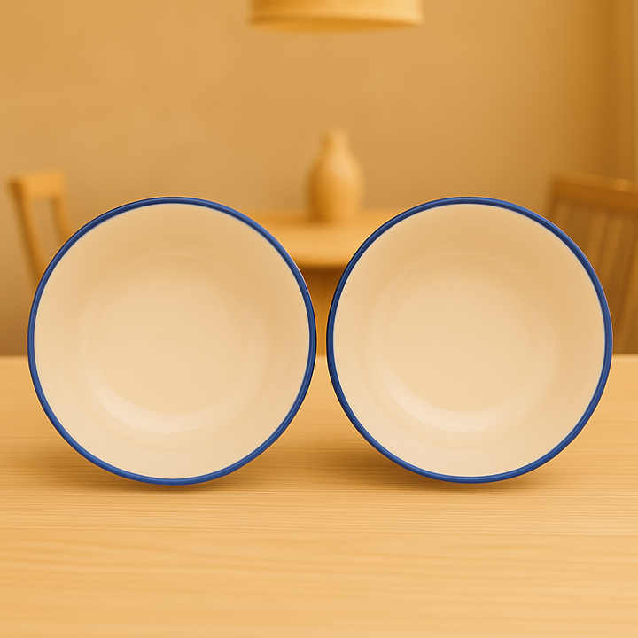 Set of 2 Blue Heart Design Ceramic Bowls | Handcrafted Snack & Dessert Bowls | Premium Kitchenware