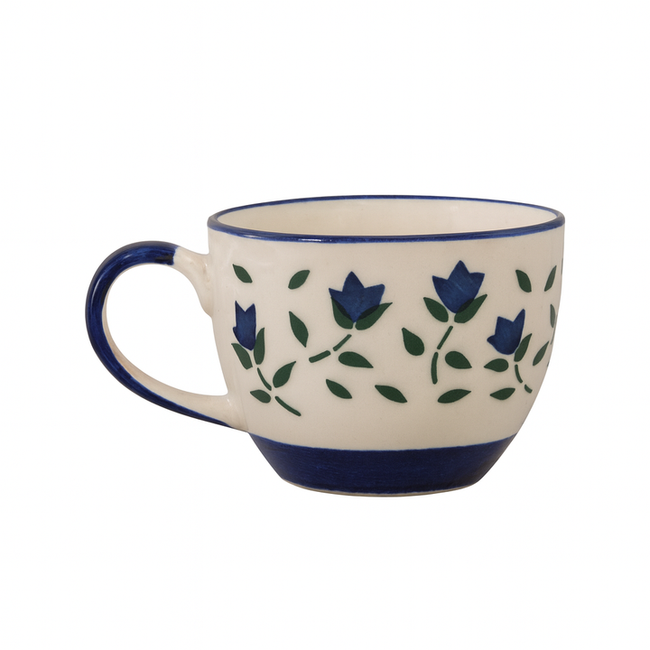 Handcrafted Ceramic Mug | Blue Floral Design | Premium Coffee & Tea Cup | Microwave & Dishwasher Safe