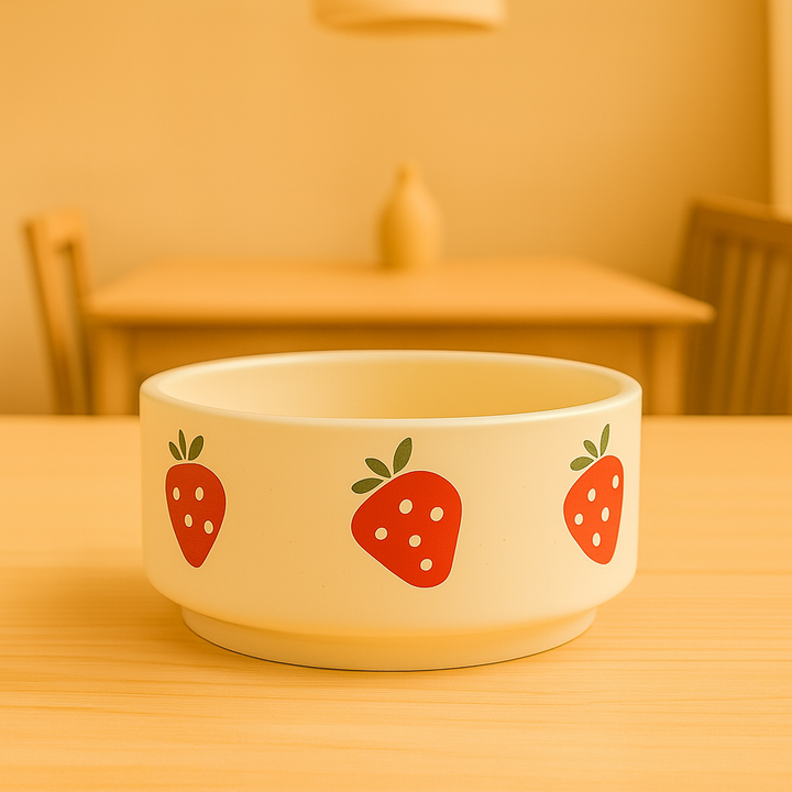 Handcrafted Strawberry Design Ceramic Salad Bowl | Multipurpose Serving Bowl for Home