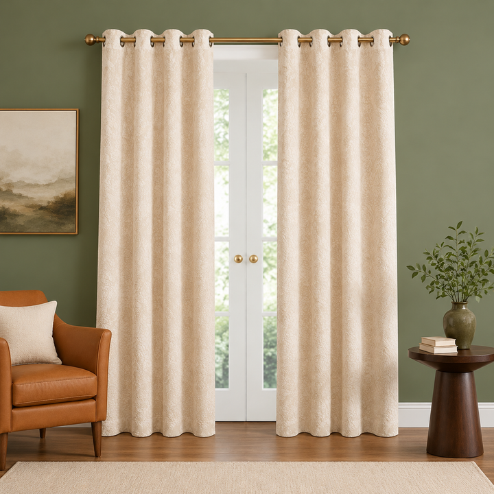 Athena Home Velvet Blackout Curtains Set of 2 | Beige