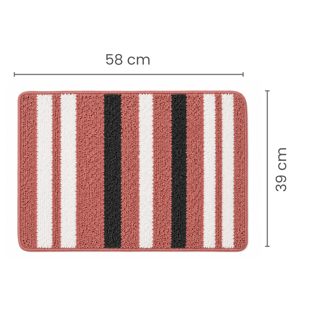 Athena Home Ultra Soft Microfiber Bath Mat Set of 2 | Anti-Skid, Super Absorbent & Quick Dry Bathroom Floor Mats | Pink Striped