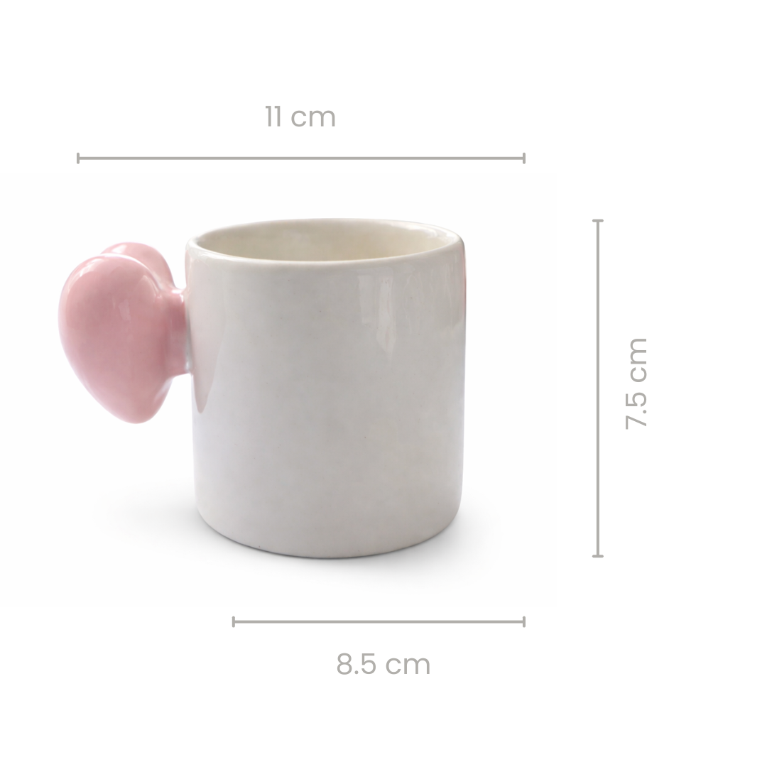 Pink Heart Handle Coffee Mug | Set of 2