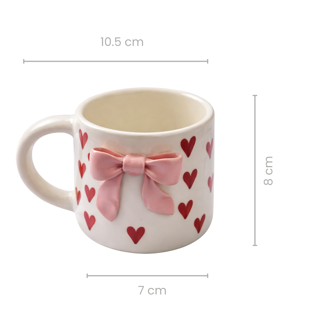 Bow & Heart Coffee Mugs | Set of 2