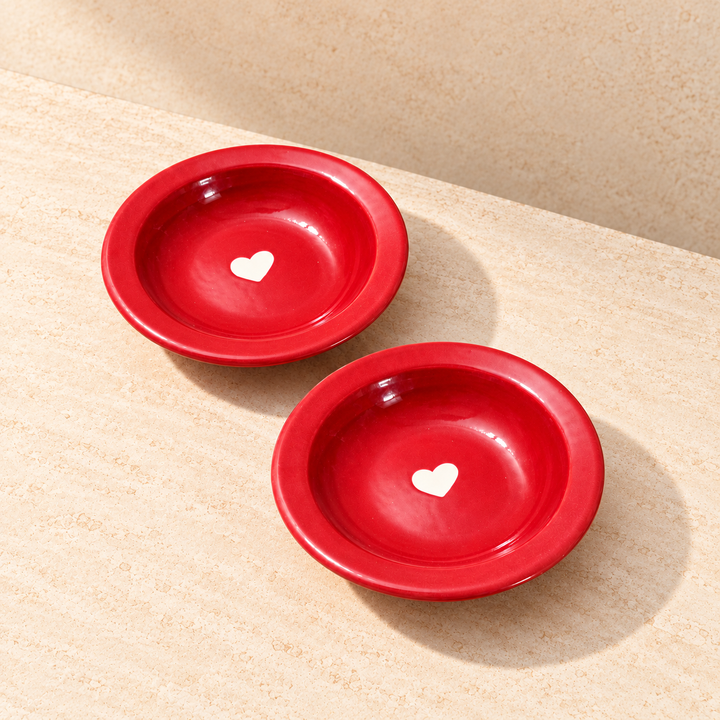 Athena Home Red Heart Ceramic Plates – Set of 2