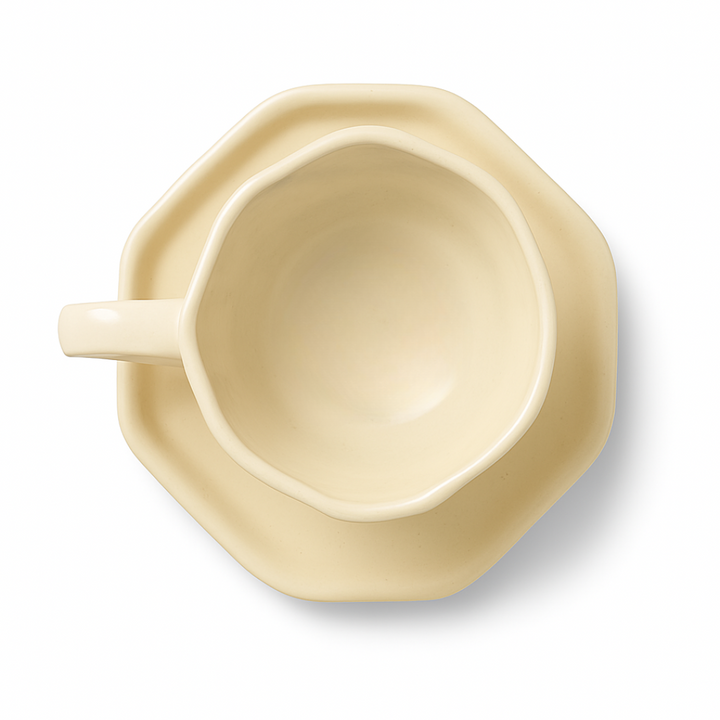 Handcrafted Evil Eye Ceramic Cup & Saucer Set | Cream & Blue Coffee & Tea Mug for Gifting