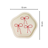 Handcrafted Bow Design Ceramic Cup & Saucer Set | Elegant Cream & Red Drinkware for Home