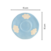 Handcrafted Cloud Design Ceramic Cup & Saucer Set