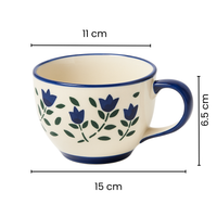 Handcrafted Ceramic Mug | Blue Floral Design | Premium Coffee & Tea Cup | Microwave & Dishwasher Safe
