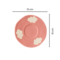 Cloud Design Ceramic Cup & Saucer Set | Pastel Pink | Handcrafted | Athena Home