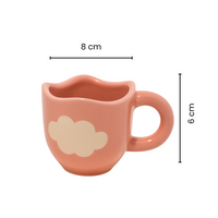 Cloud Design Ceramic Cup & Saucer Set | Pastel Pink | Handcrafted | Athena Home