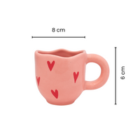Handcrafted Heart Design Ceramic Cup & Saucer Set | Pastel Pink