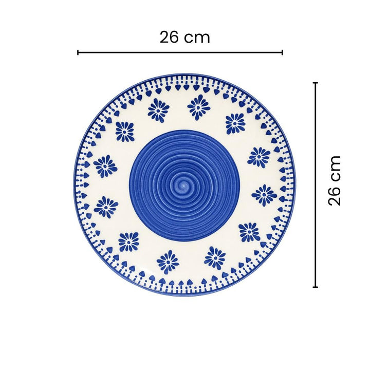 Blue Heart Ceramic Dinnerware Set | Handcrafted Dinner Plate with Matching Bowls | Premium Tableware Collection