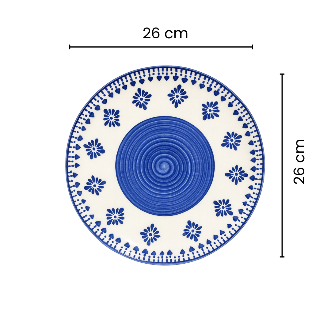 Athena Home Ceramic Blue Floral Plate – Set of 1 Dinner Plate