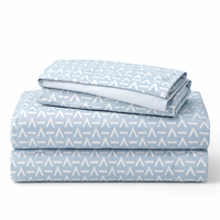 Sky Blue Geometric Queen Size Bedsheet with 2 Pillow Covers | Soft Cotton Double Bed Sheet