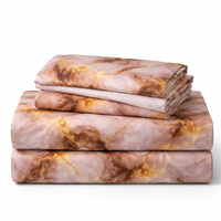 Rose Gold Marble Queen Size Bedsheet with 2 Pillow Covers | Soft Cotton Double Bed Sheet