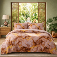 Rose Gold Marble Queen Size Bedsheet with 2 Pillow Covers | Soft Cotton Double Bed Sheet