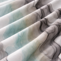 Grey & Teal Marble Queen Size Bedsheet with 2 Pillow Covers | Soft Cotton Double Bed Sheet