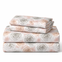 Peach & Grey Floral Queen Size Bedsheet with 2 Pillow Covers | Soft Cotton Double Bed Sheet