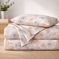 Peach & Grey Floral Queen Size Bedsheet with 2 Pillow Covers | Soft Cotton Double Bed Sheet