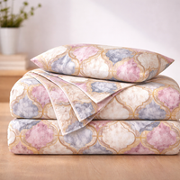 Pastel Geometric Bedsheet with 2 Pillow Covers – Queen Size (90 x 100 Inches) | Soft Cotton Bedsheet