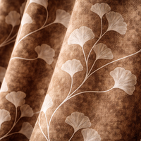Brown Printed Curtains Set of 2 – Eyelet Window Curtains | Premium Polyester Fabric | Room Darkening & Elegant Floral Drapes | Living Room & Bedroom Curtains