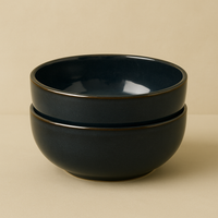 Set of 2 Black Ceramic Bowls | Minimalist Matte Finish Snack & Dessert Bowls | Premium Kitchenware