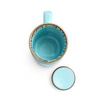 Premium Ceramic Coffee Mug | 350ml Aqua Blue Stoneware Cup | Handcrafted Glazed Finish | Microwave & Dishwasher Safe
