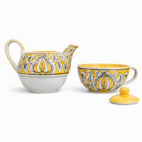 Yellow Mughal Handpainted Kettle Cup Set