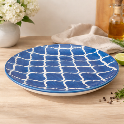 Indigo Mosaic Ceramic Serving Plate | Set of 1