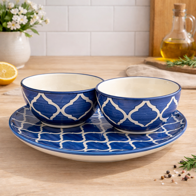 Indigo Mosaic Dinner Set