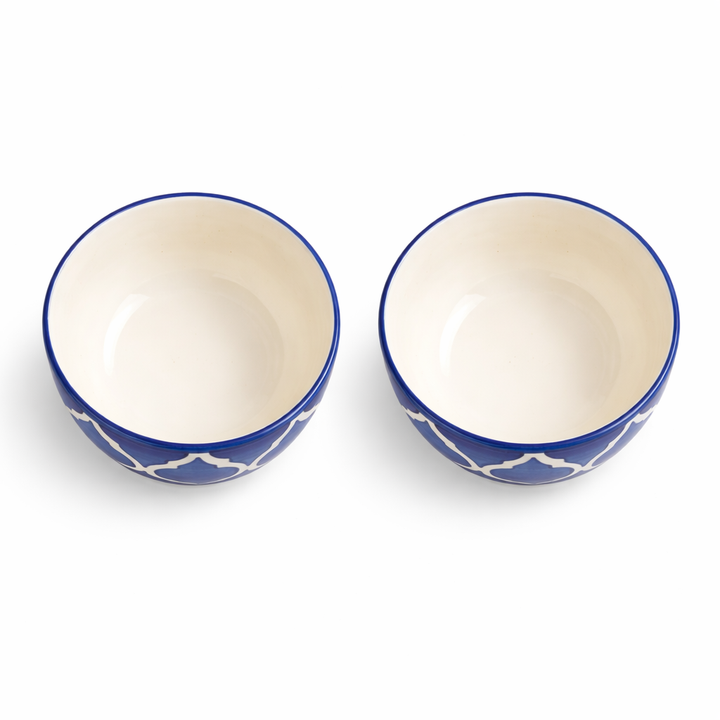 Indigo Mosaic Ceramic Serving Bowl Set of 2