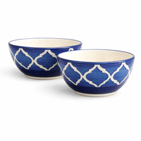 Indigo Mosaic Ceramic Serving Bowl Set of 2