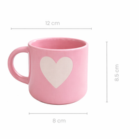 Pink Heart Ceramic Coffee Mug Set of 2 | Valentine Gift Mugs
