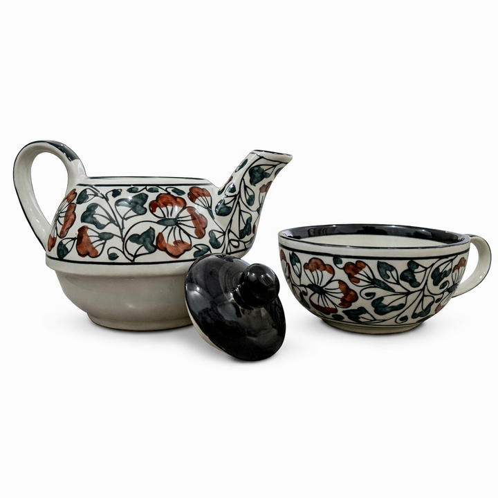 Handpainted Multicolour One kettle cup set | Set of 1