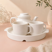 Athena Home Ceramic Tea Pot Set with 2 Cups & Serving Tray