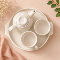 Athena Home Ceramic Tea Pot Set with 2 Cups & Serving Tray