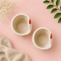 Athena Home Ceramic Coffee Mug Set of 2 | Hand-Painted Strawberry Design