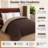 Athena Home Reversible Double Size Comforter | Dark Brown & Taupe Microfiber Quilt | Soft All Season Comforter | 230 GSM | 87 x 93 Inches