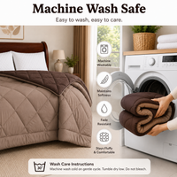 Athena Home Reversible Double Size Comforter | Dark Brown & Taupe Microfiber Quilt | Soft All Season Comforter | 230 GSM | 87 x 93 Inches