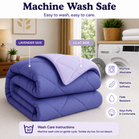 Athena Home Reversible Double Size Comforter | Lavender & Lilac Microfiber Quilt | Soft All Season Comforter | 230 GSM | 87 x 93 Inches