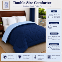 Athena Home Reversible Double Size Comforter | Navy Blue & Sky Blue Microfiber Quilt | Soft All Season Comforter | 230 GSM | 87 x 93 Inches