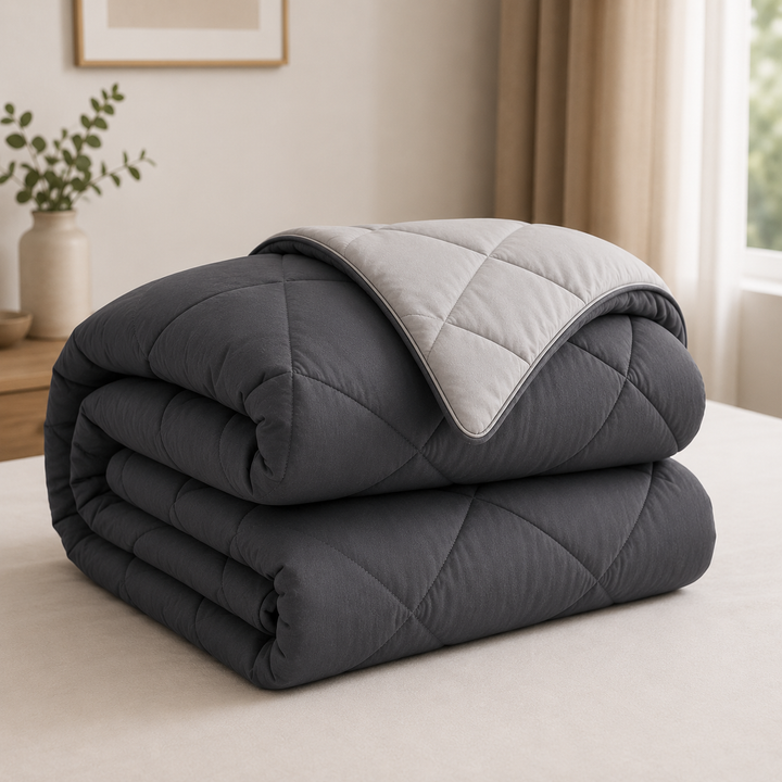 Athena Home Reversible Double Size Comforter | Dual Colour Grey Microfiber Quilt | Soft All Season Blanket | 230 GSM | 87 x 93 Inches