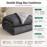 Athena Home Reversible Double Size Comforter | Dual Colour Grey Microfiber Quilt | Soft All Season Blanket | 230 GSM | 87 x 93 Inches